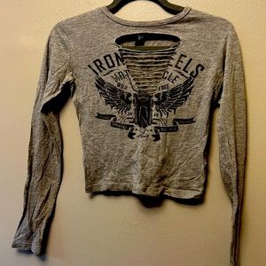 long sleeve biker cut tee